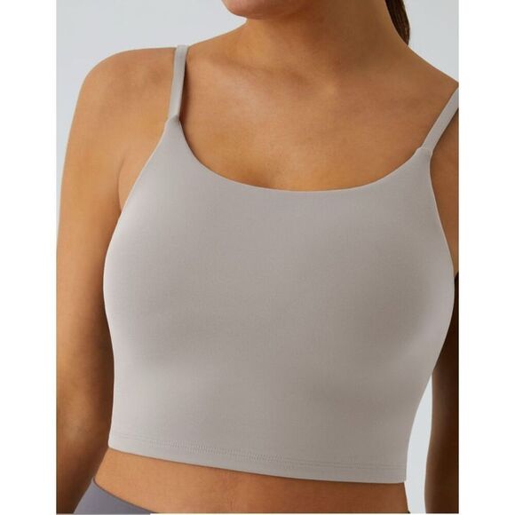 Halara: Basic Padded Workout Cropped Tank Top - Dove - Picture 1 of 5